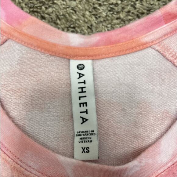 Athleta Mindset Printed Crewneck Pullover Sweatshirt Pink Tie Dye Size XS - Picture 3 of 11